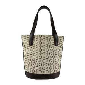 Celine handbag canvas leather beige brown